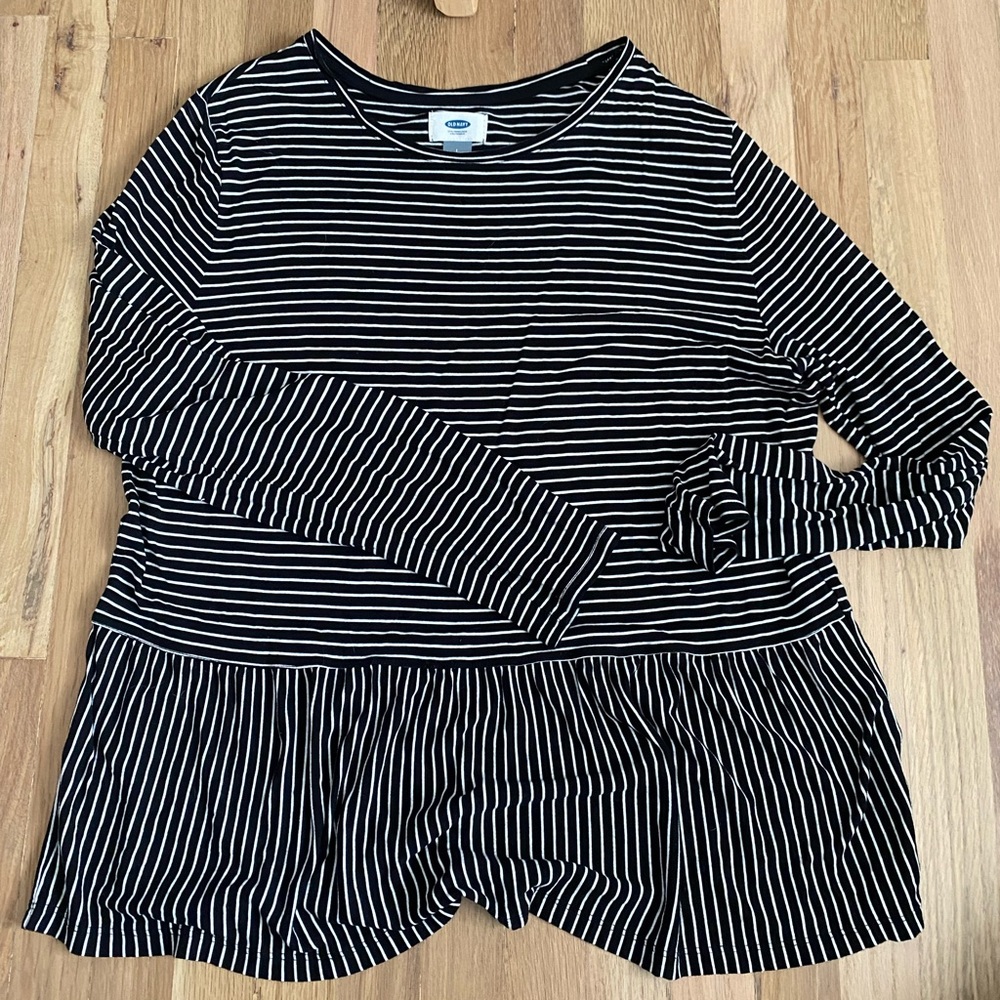 SUPER soft striped peplum shirt